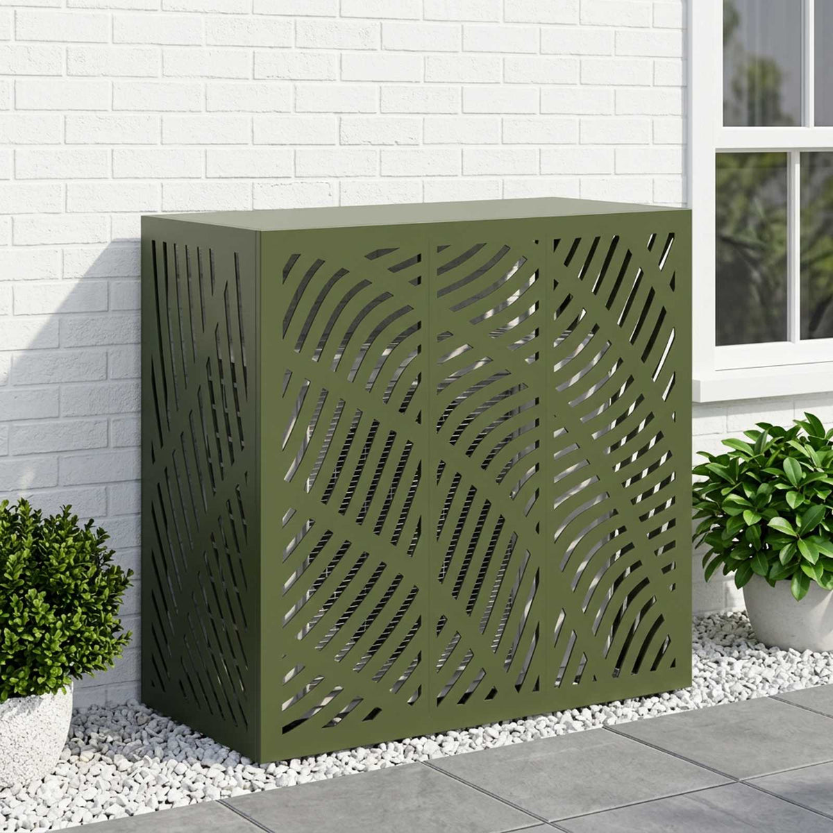 vidaXL Täckning för Luftkonditionering Olivgrön 110 x 50 x 105 cm Stål