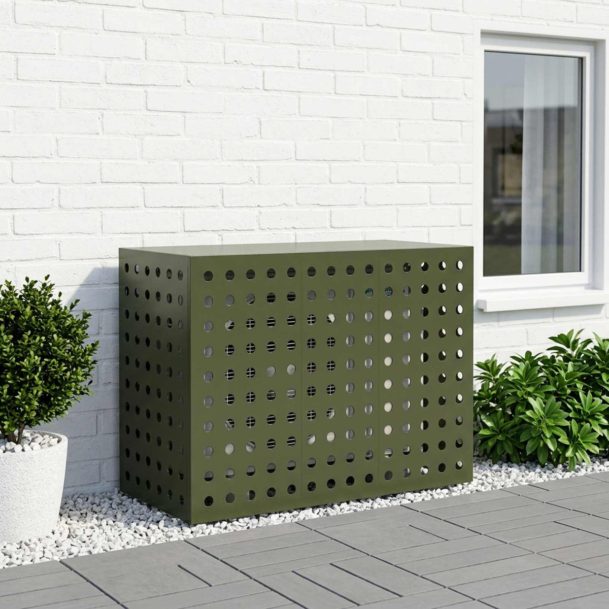 vidaXL Täckning för Luftkonditionering Olivgrön 110 x 50 x 80 cm Stål