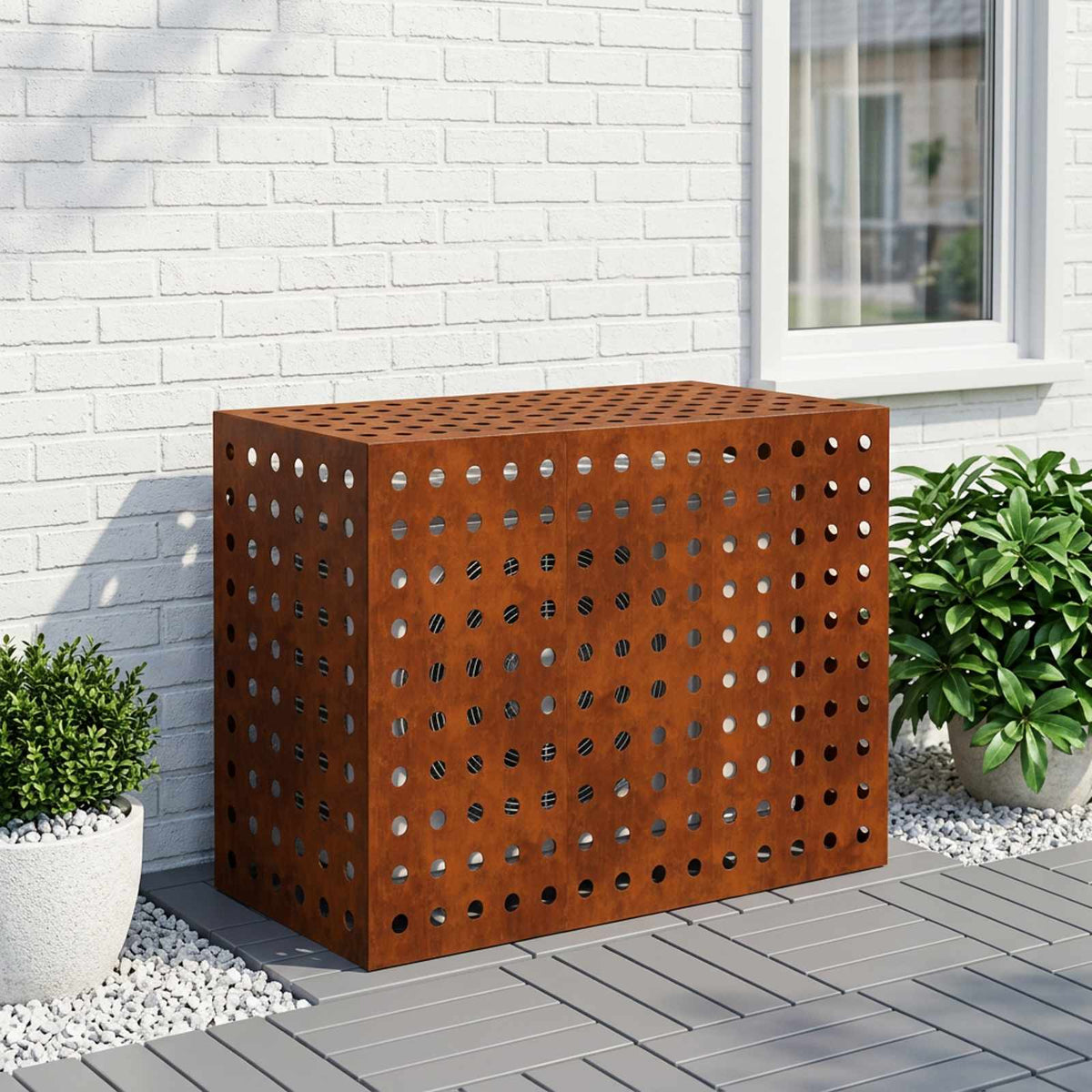 vidaXL Täckning för Luftkonditionering Rostig 110 x 50 x 80 cm
