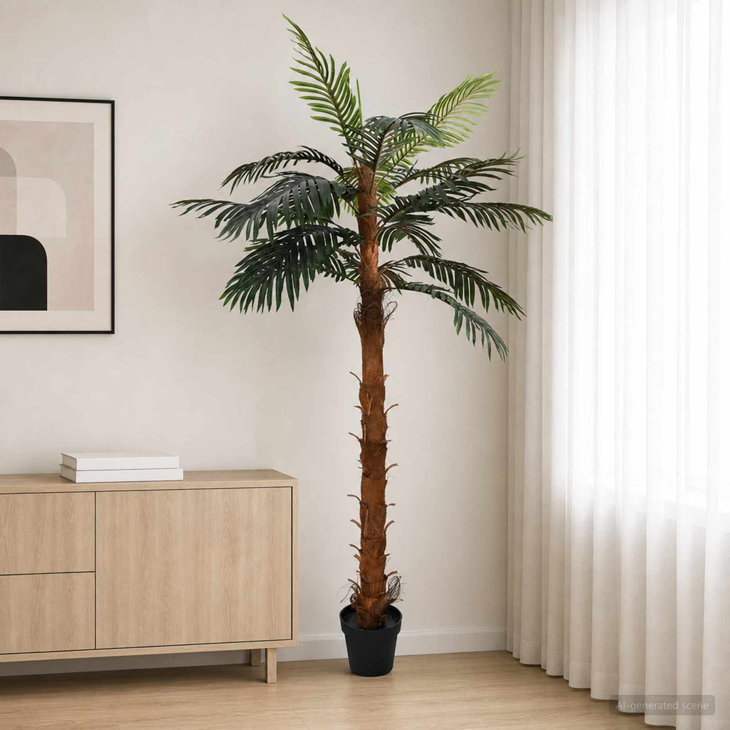 vidaXL Konstgjort Cocuspalm Träd Grön 70 x 20 x 200 cm Tyg och Bambun