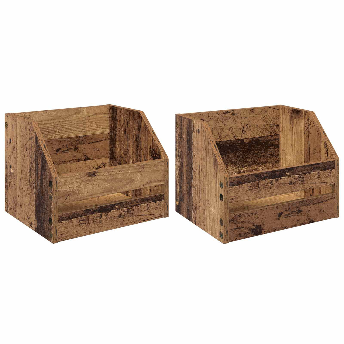 vidaXL Vinylalbum Låda 2 st Gammalt trä 38 x 30 x 29 cm