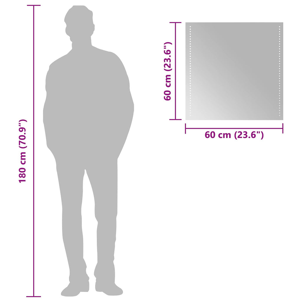 vidaXL LED Badrumsspegel med spegel Transparent 60 x 60 cm härdat glas