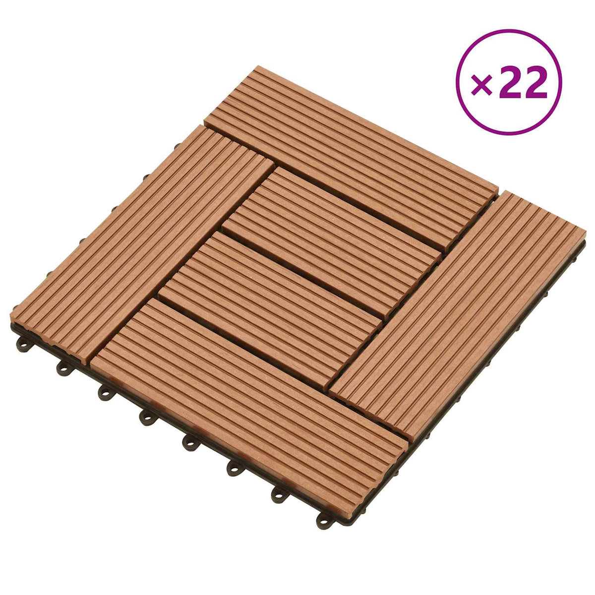 vidaXL Terrassplattor 22 st Brun 30 x 30 cm WPC