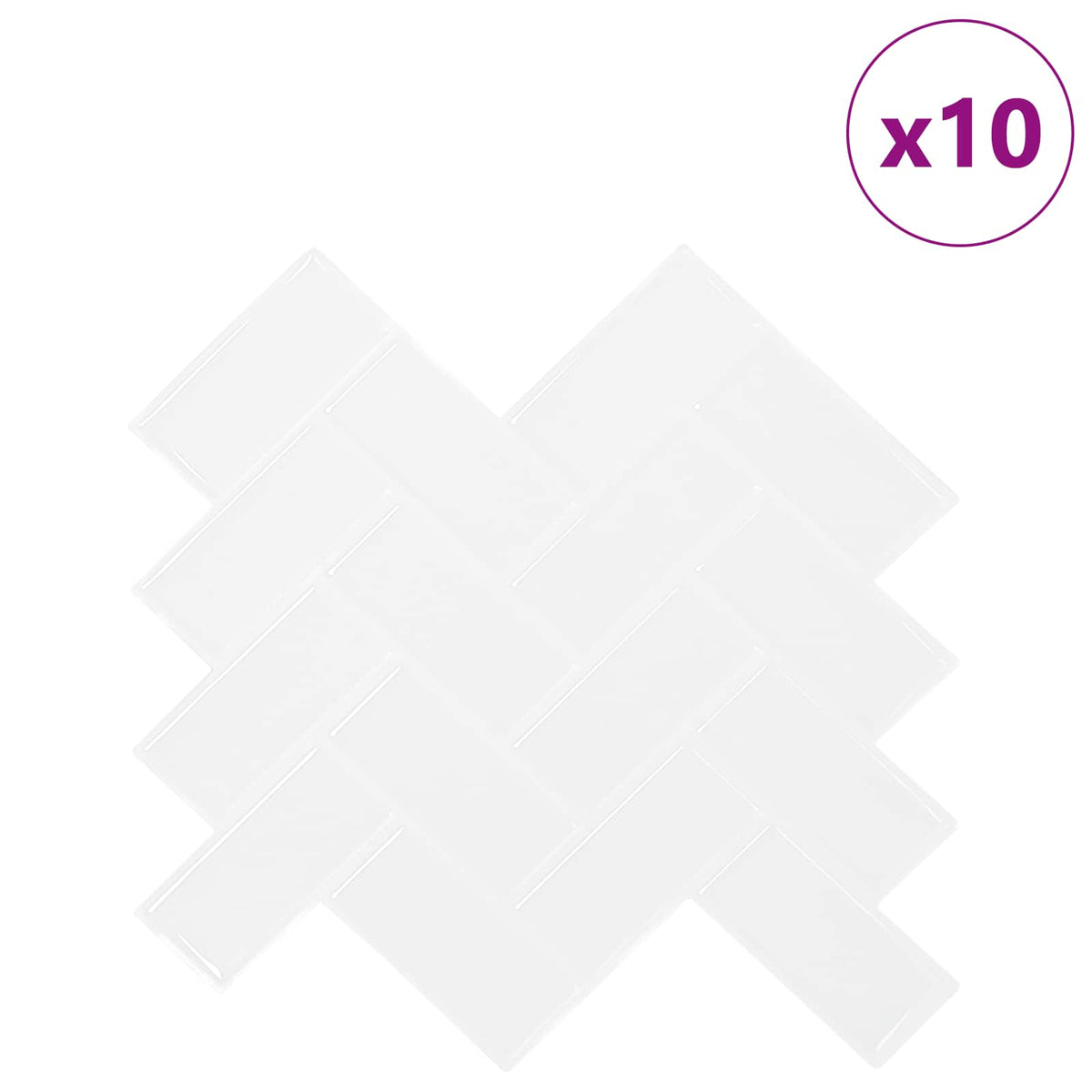 vidaXL Fiskbensplatta 10 st Vit 30 x 30 cm Polyuretan och PET