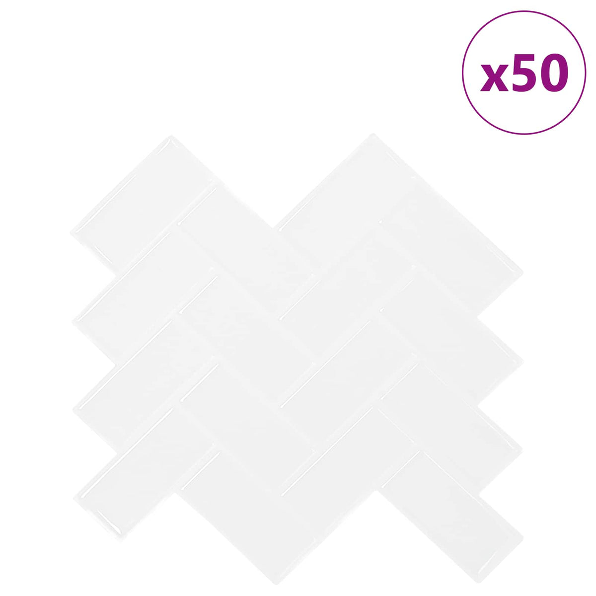 vidaXL Fiskbensplatta 50 st Vit 30 x 30 cm Polyuretan och PET