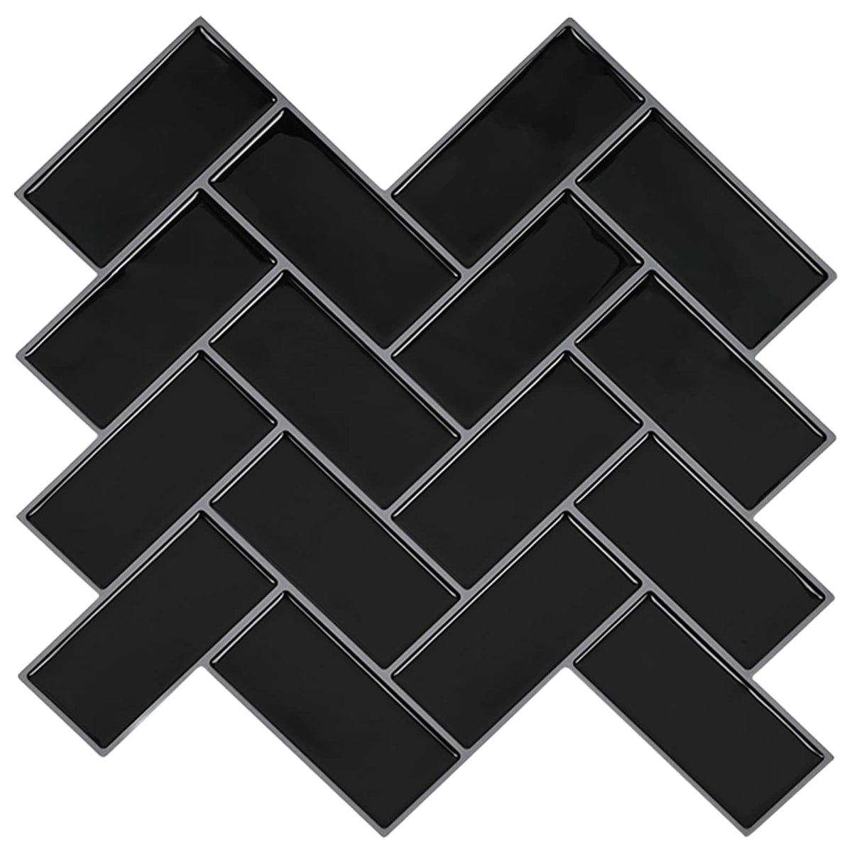 vidaXL Fiskbensplatta 10 st Svart 30 x 30 cm Polyuretan och PET