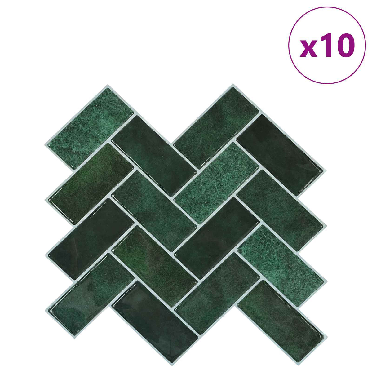 vidaXL Fiskbensplatta 10 st Mörkgrön 30 x 30 cm Polyuretan och PET