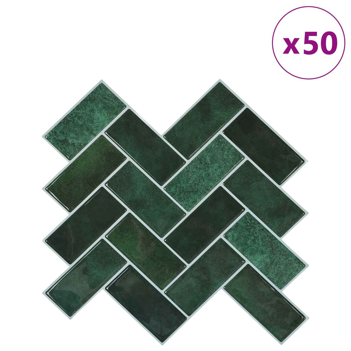 vidaXL Fiskbensplatta 50 st Mörkgrön 30 x 30 cm Polyuretan och PET