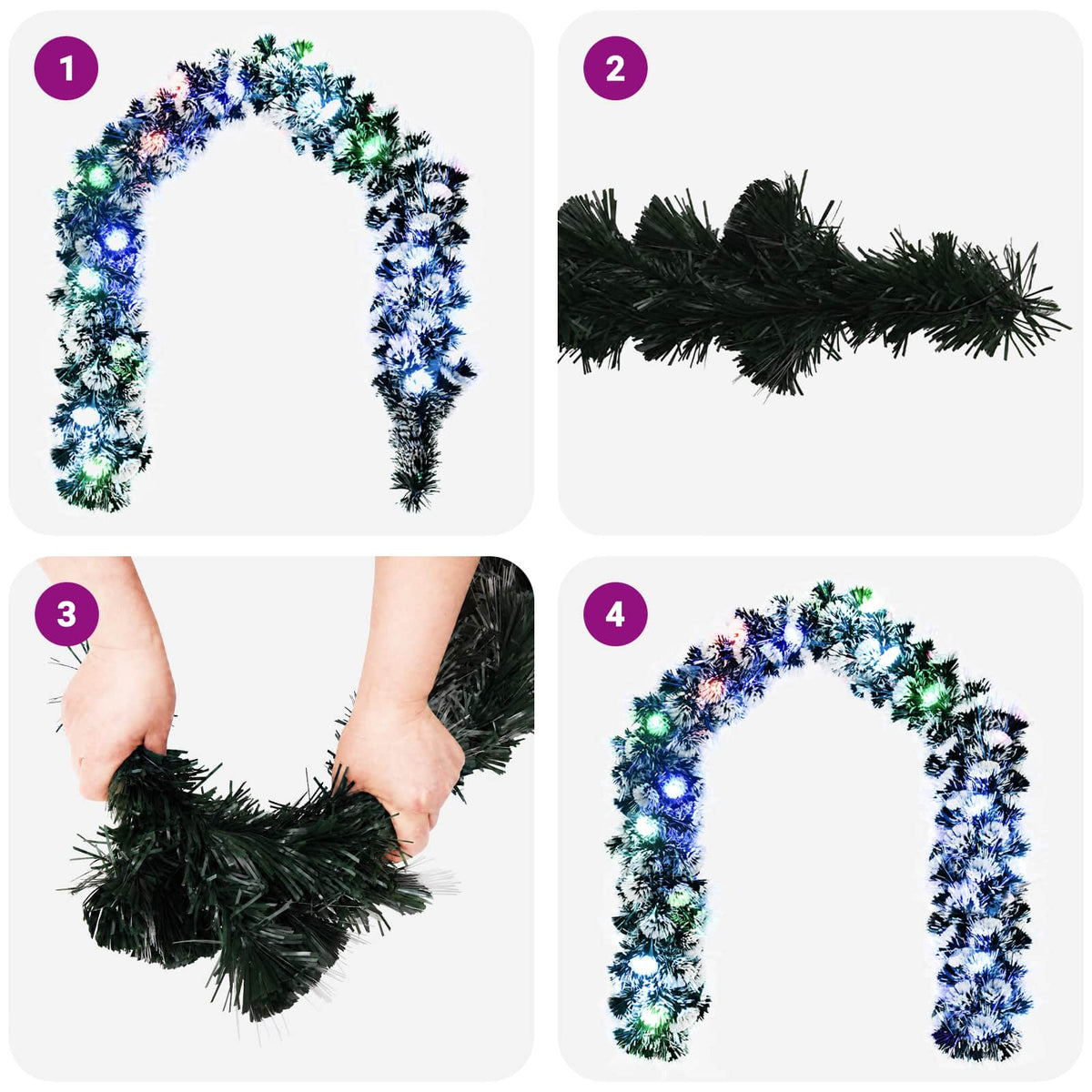 vidaXL Christmas Garland 200 cm 16 LED-lampor Mångfärgad PET