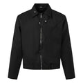 Men's Deconstructed Workwear Jacket with Asymmetric Diagonal Placket, Metal Button Zipper Closure
