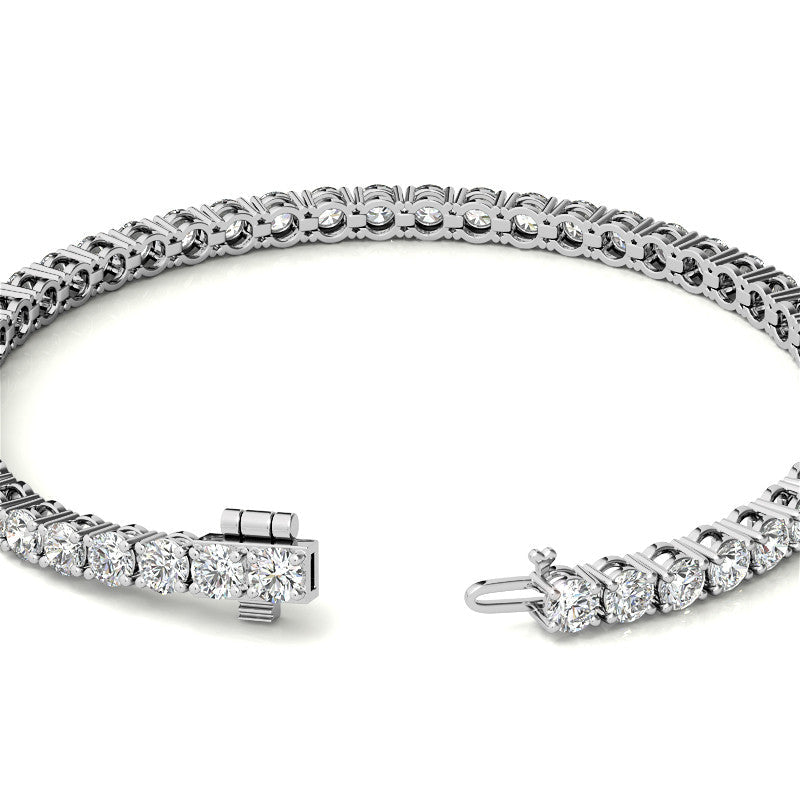 Pulsera de tenis con 6.5 quilates de diamantes creados en laboratorio (G/VS) en oro blanco o amarillo de 14k - Certificado AGI