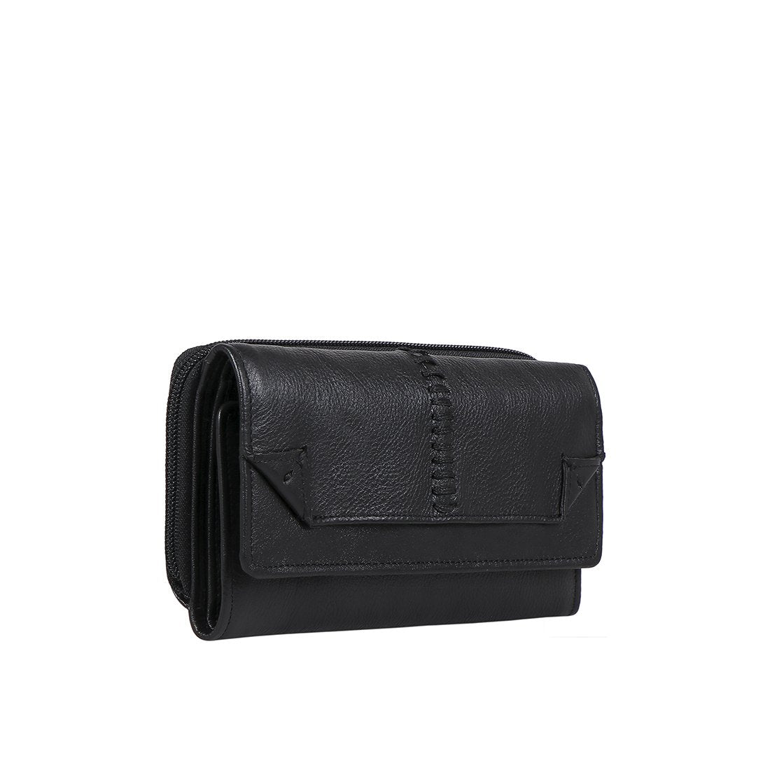 Cartera de cuero plegable con bloqueo RFID Stitch