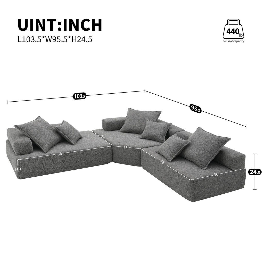 Oversized Modular L Shaped Sectional Sofa,Luxury Boucle Floor Couch Set,Convertible Sleeper Couch,Spacious Foam-Filled S