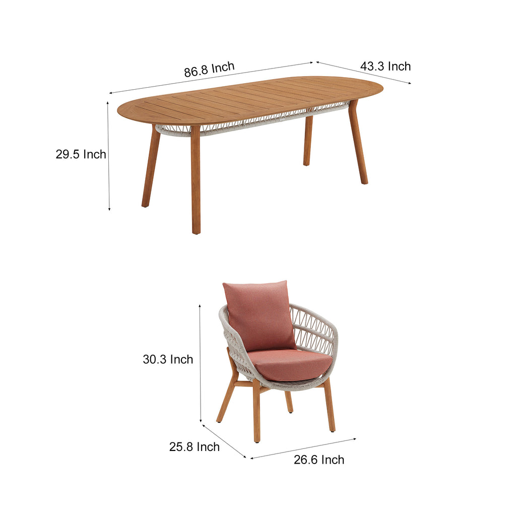 HIGOLD VASCA 7 Pieces Teak Outdoor Dining Set With Cushions