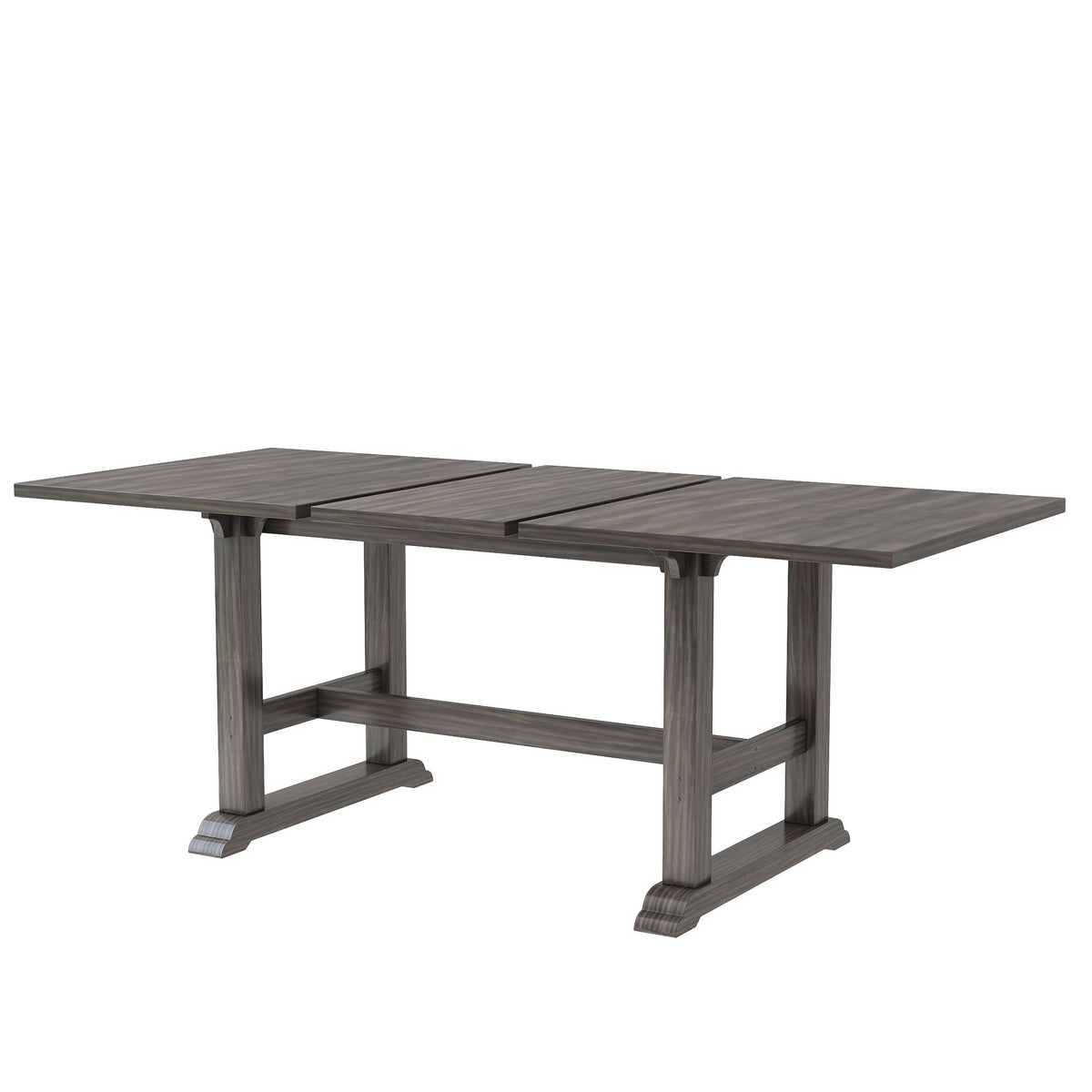 7-Piece Updated 76.9inch Extendable Trestle Dining Table Set With Removable Leaf, Kitchen Table Set With Upholstered Sid
