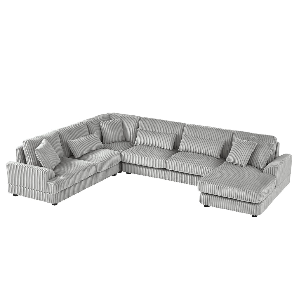 129" Oversized Sectional Sofa U-Shaped Sofa Couch Modern Sofa Upholstered in Soft Corduroy With a Chaise Lounge for Livi