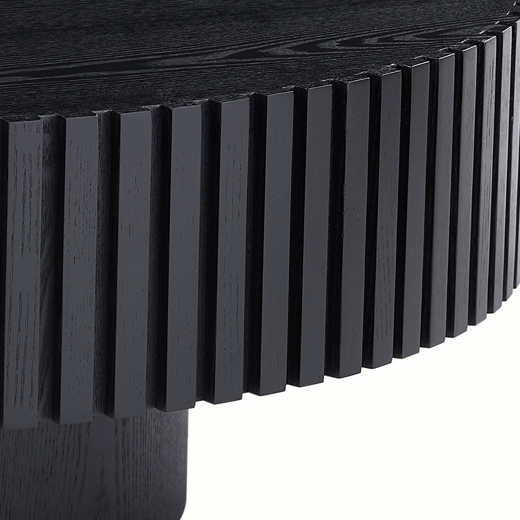 BLACK MDF Coffee Table 39.37inch Modern Handcraft Drum Coffee Table Round Wood Coffee Table for Living Room, Apartment