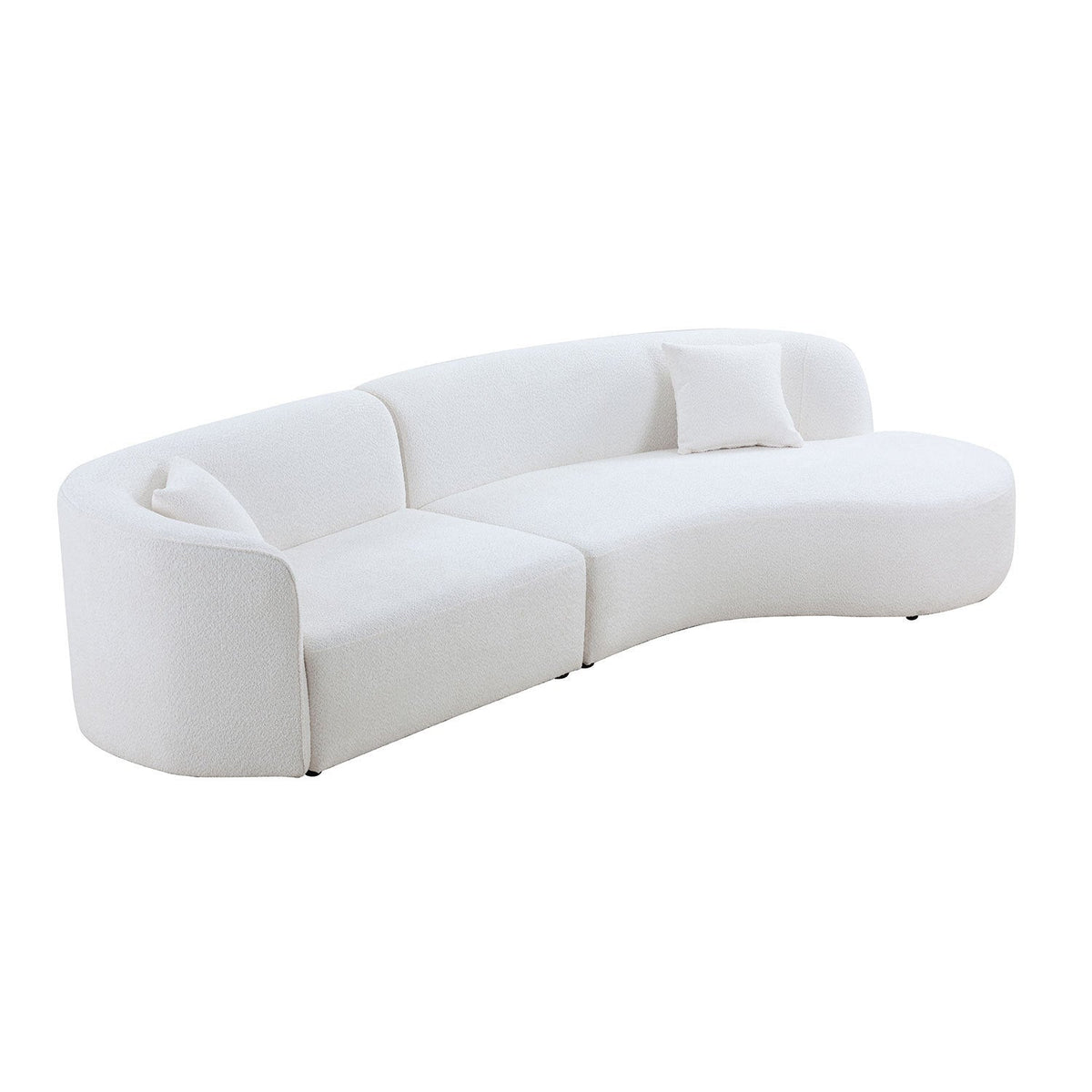 Luxury Modern Style Living Room Upholstery Curved Sofa With Chaise 2-Piece Set, Right Hand Facing Sectional,  Boucle Cou
