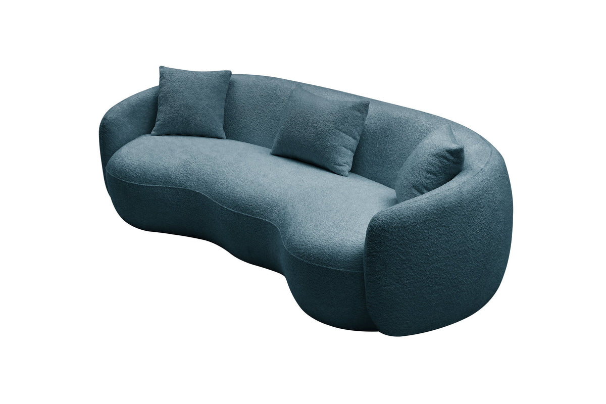 93.6 Inch Modern Curved Sofa,  Boucle Fabric Couch for Bedroom, Office, Apartment Blue
