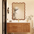 30'x40' Wavy Rectangle Solid Wood Frame Decorative Mirror,For Bedroom, Bathroom, Living Room, Entryway