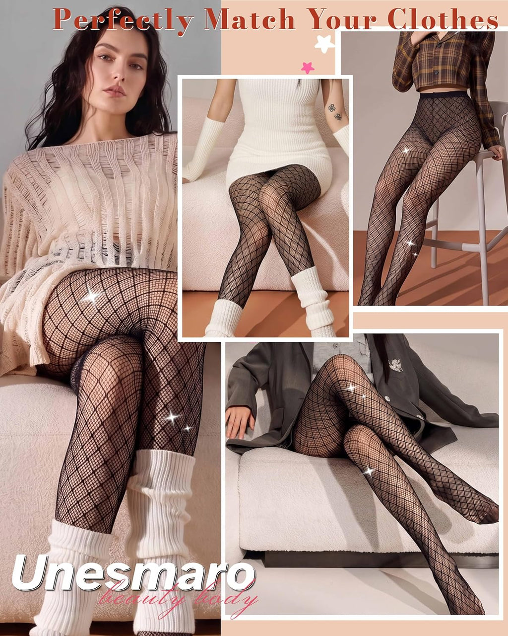 Unesmaro Womens Fleece Lined Tights, Translucent Thermal Pantyhose Leggings