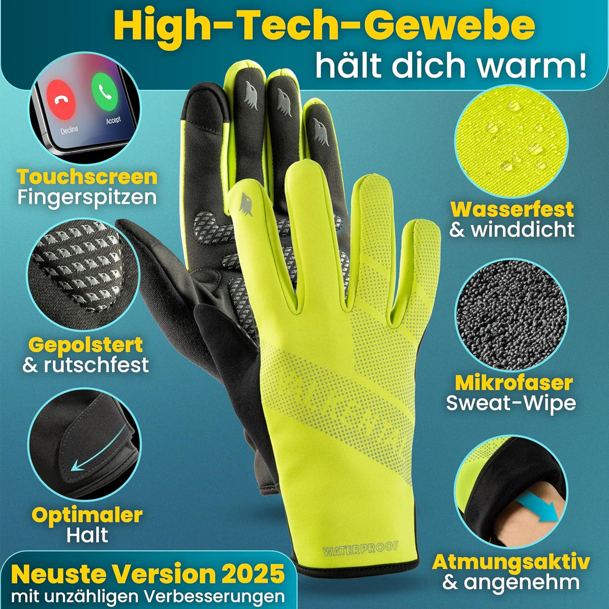 Valkental wasserdichte Fahrradhandschuhe GloRider, Unisex