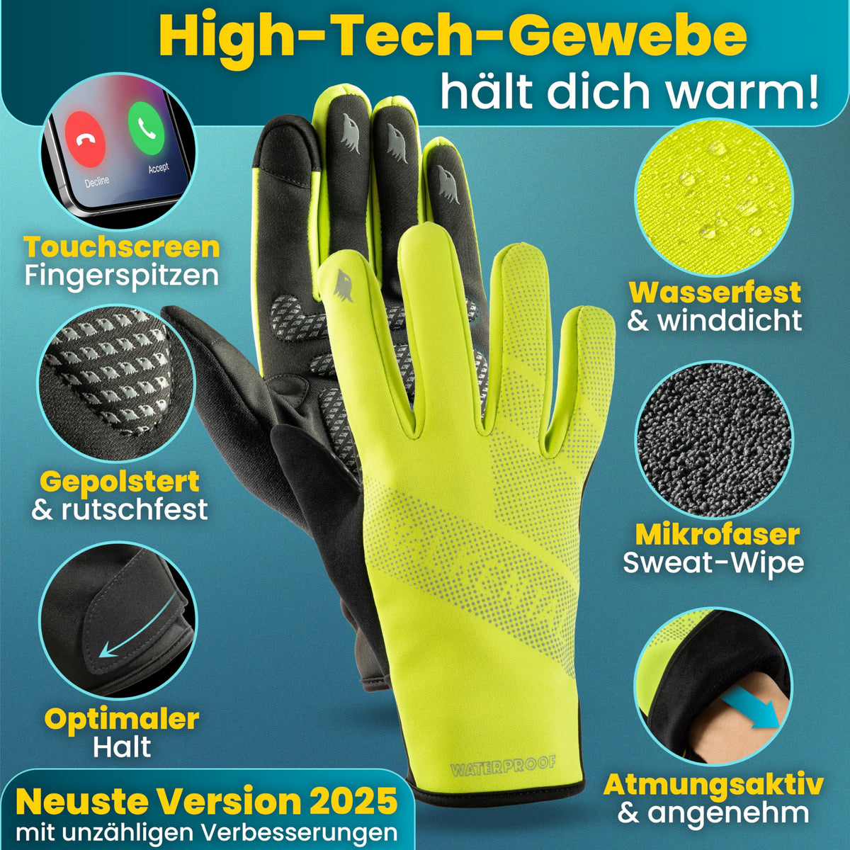 Valkental wasserdichte Fahrradhandschuhe GloRider, Unisex