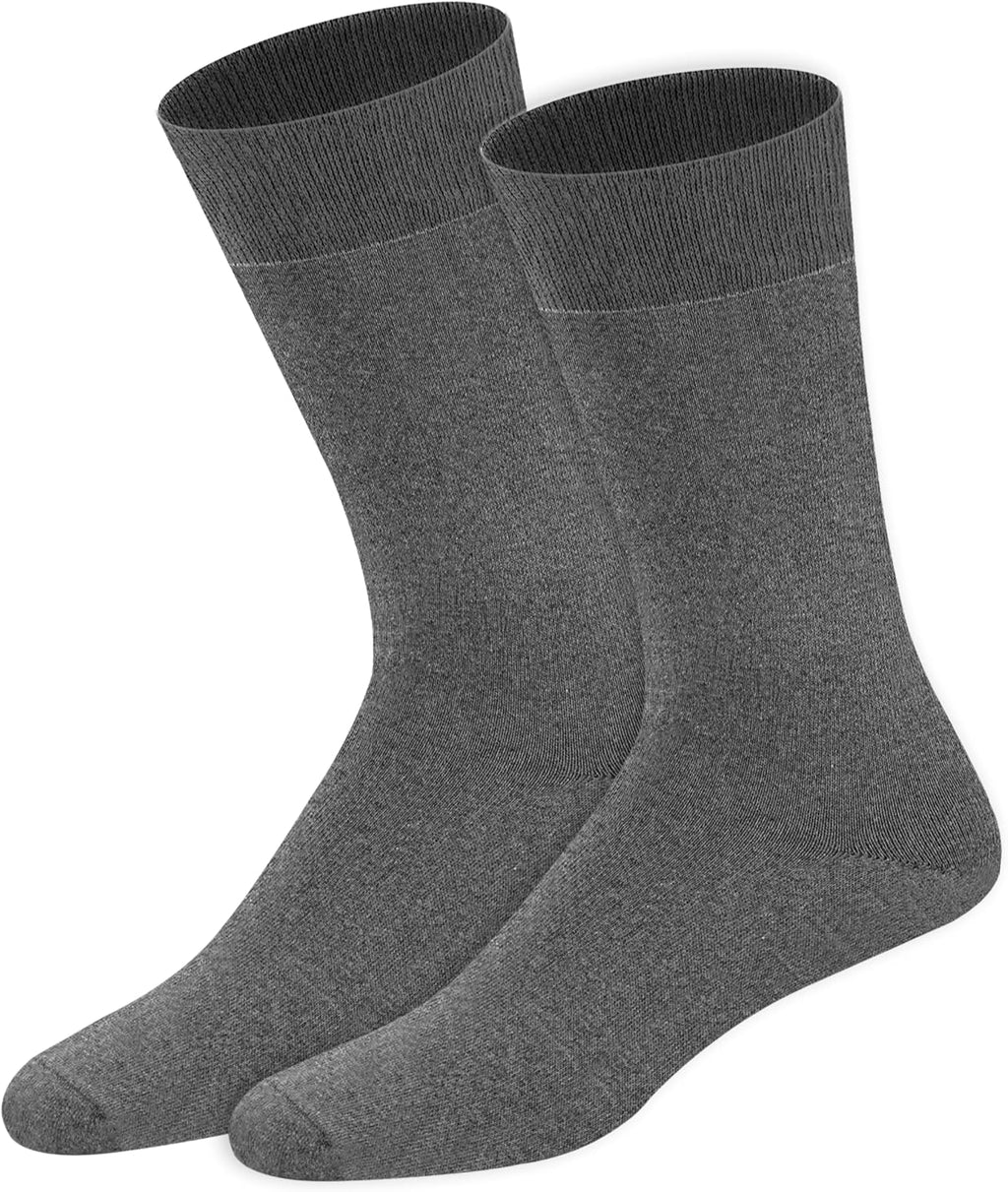 SOXCO Lot de 12 paires de chaussettes homme | Chaussettes habillées mi-mollet riches en coton | Tissu respirant idéales pour le travail et le quotidien | Noir, Blanc, Gris, Bleu Marine