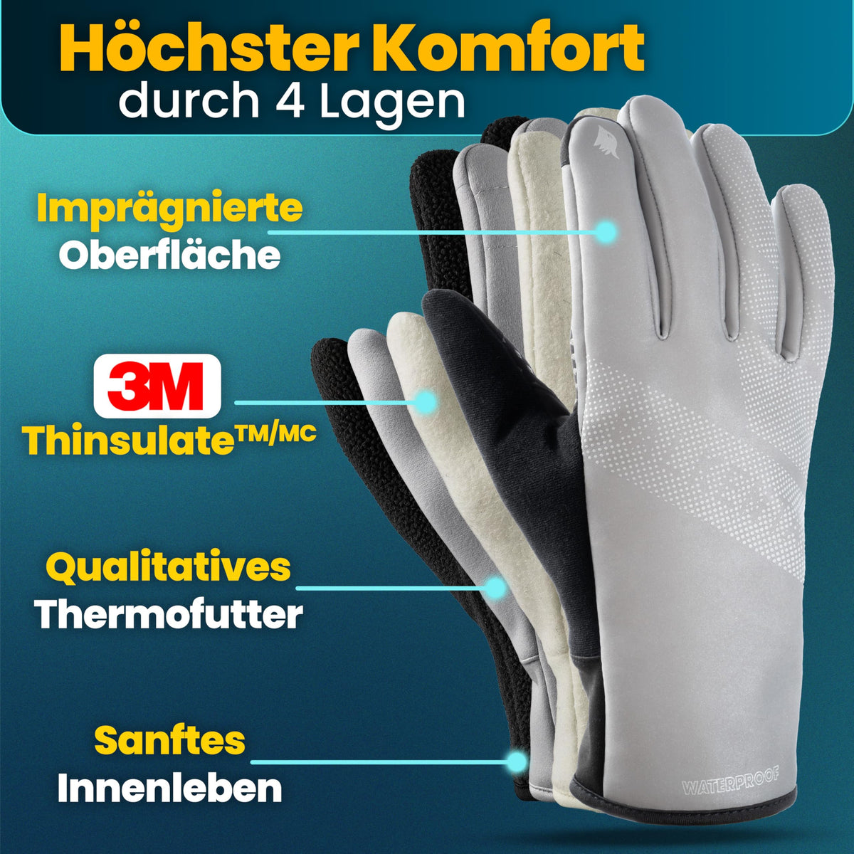 Valkental wasserdichte Fahrradhandschuhe GloRider, Unisex