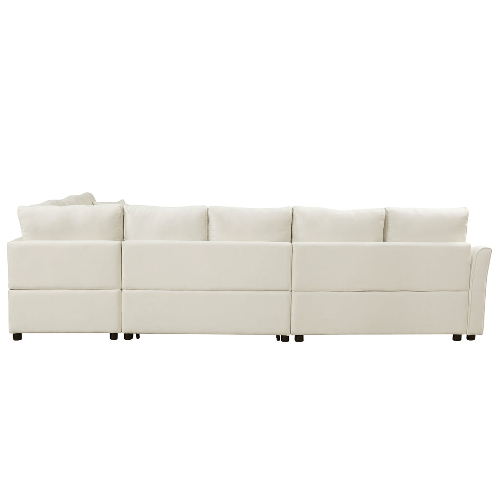 124.8"l-Shaped Sofa Convertible Sofa Bed Pull Out Sofa Sleeper With Two Back Pillows, Two USB Ports and Two Power Socket
