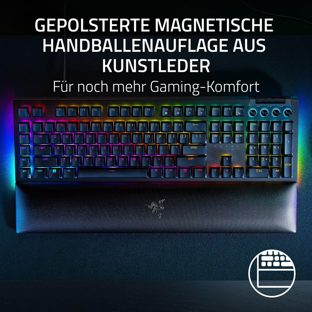 Razer BlackWidow V4 - Mechanische Gaming-Tastatur Chroma RGB (Mechanische Yellow Switches, 6 eigene Makro-Tasten, Doubleshot-ABS-Tastenkappen) QWERTZ DE-Layout | Schwarz