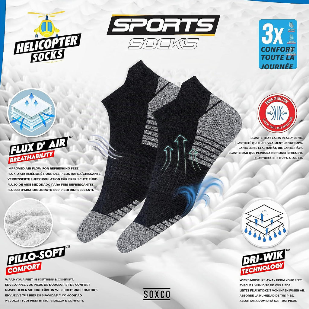 SOXCO Chaussettes Homme Femme Sport Socquettes Basses Courtes - Lot de 10 Paires