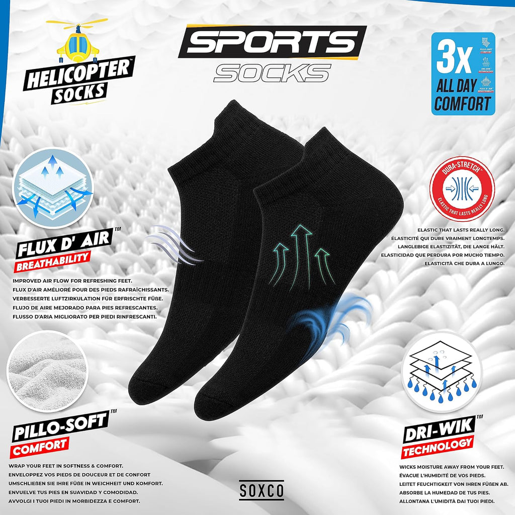 SOXCO Chaussettes Homme Femme Sport Socquettes Basses Courtes - Lot de 10 Paires