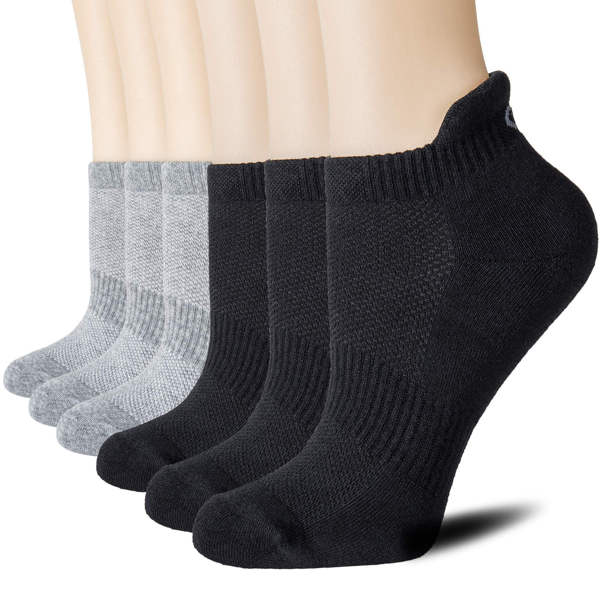 CS CELERSPORT 6 Paar kurze Sportsocken für Damen und Herren, Sneaker-Socken für Laufen und Sport mit Fersenlasche