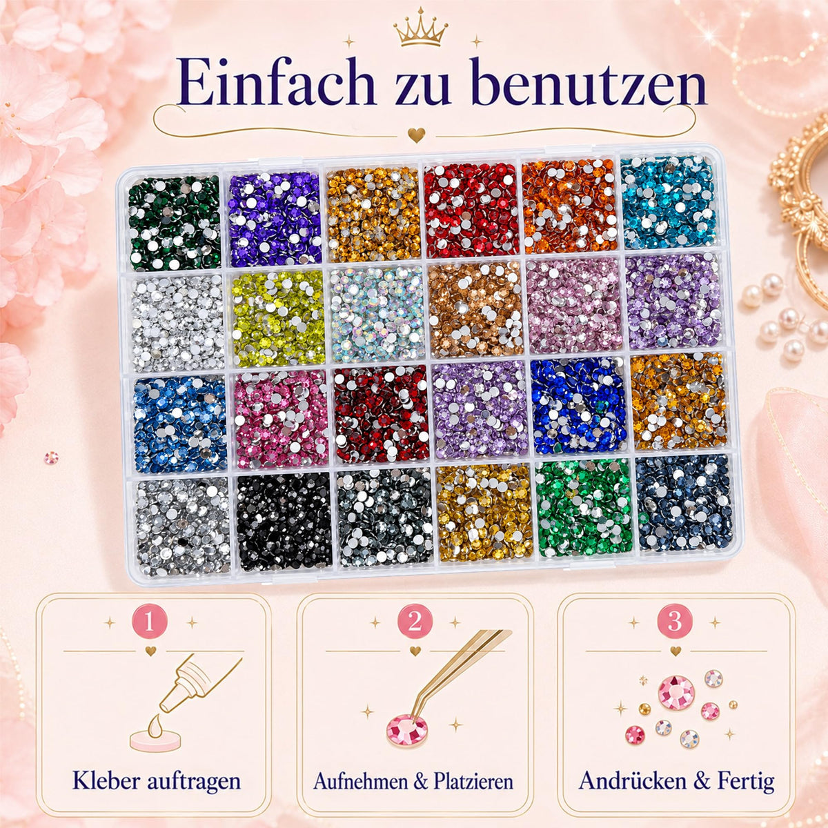 56 Farben Bedazzler Kit, 45.000 Stück 3mm Harz Strasssteine Set