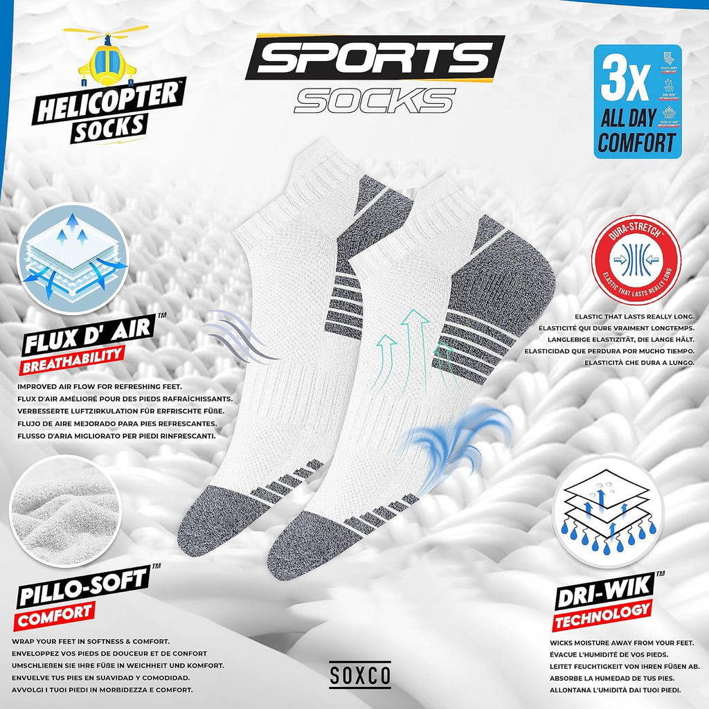 SOXCO Chaussettes Homme Femme Sport Socquettes Basses Courtes - Lot de 10 Paires