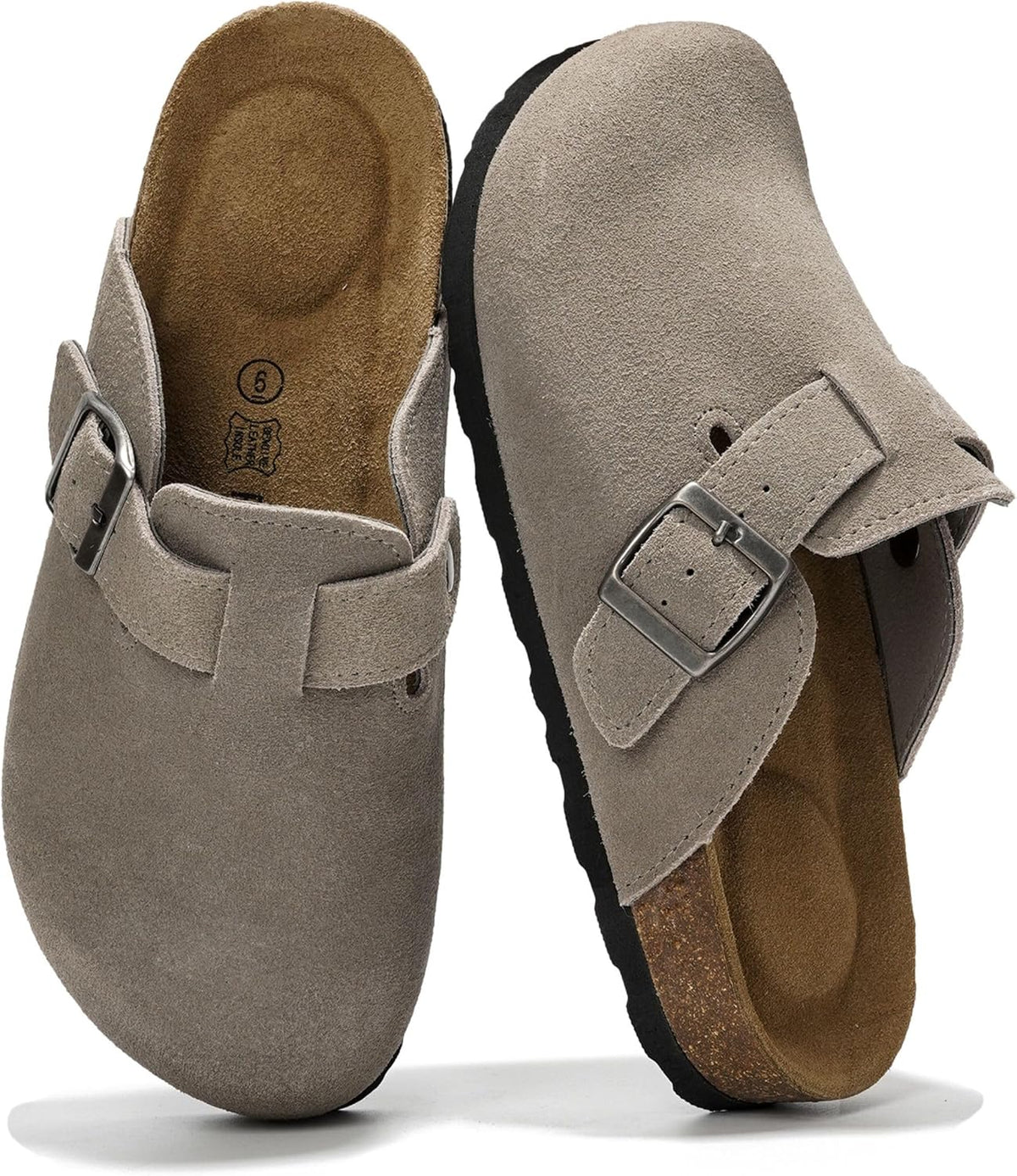 Project Cloud 100% Genuine Leather Womens Cork Footbed Clogs for Women