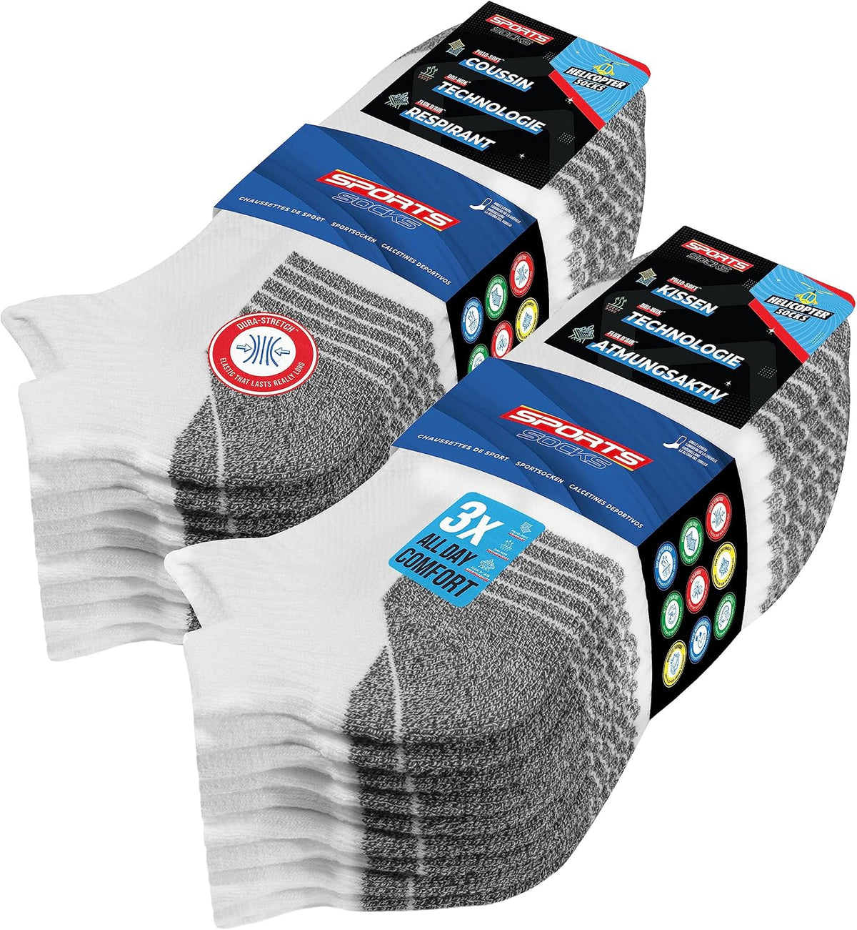 SOXCO Chaussettes Homme Femme Sport Socquettes Basses Courtes - Lot de 10 Paires