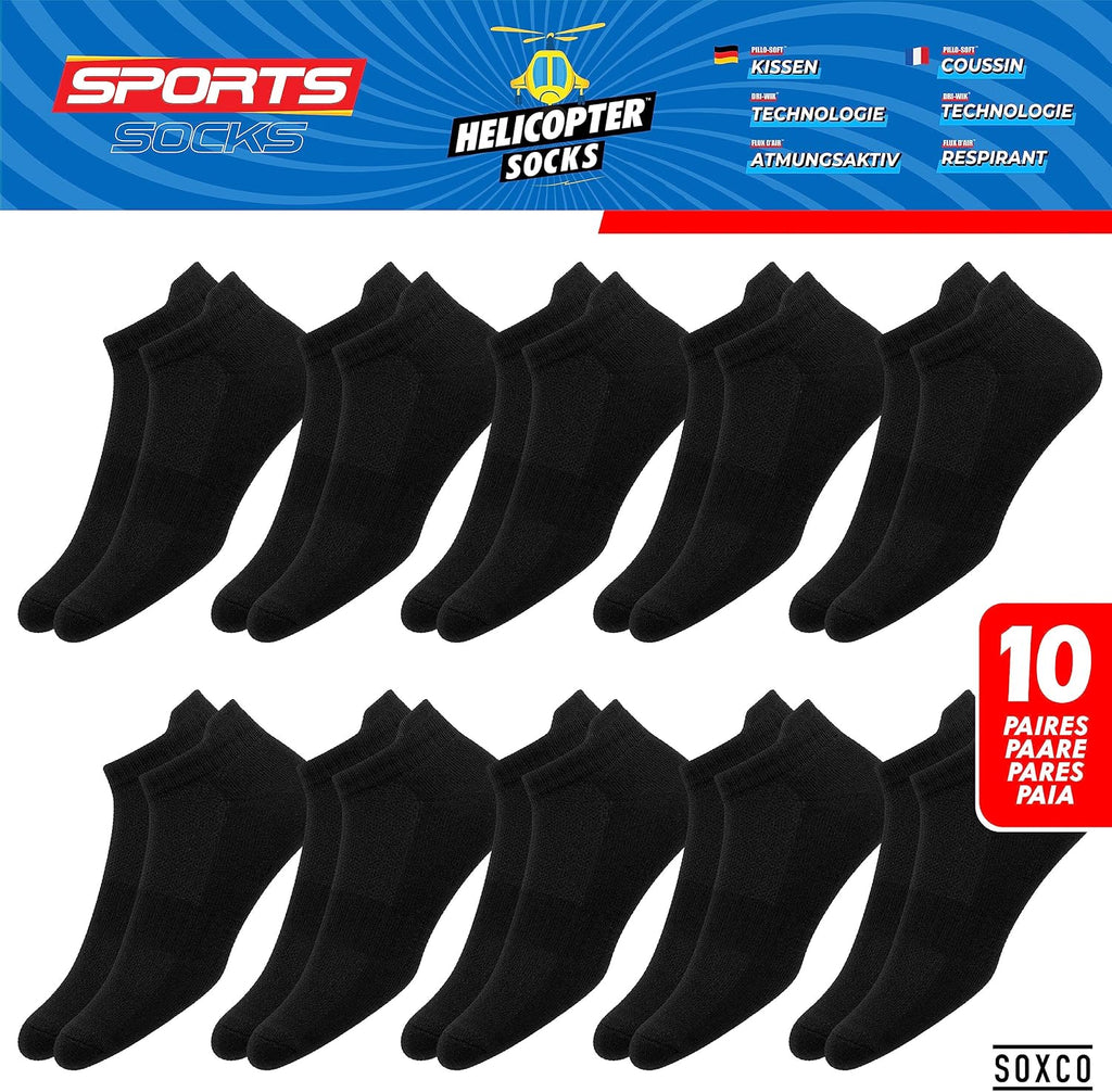 SOXCO Chaussettes Homme Femme Sport Socquettes Basses Courtes - Lot de 10 Paires