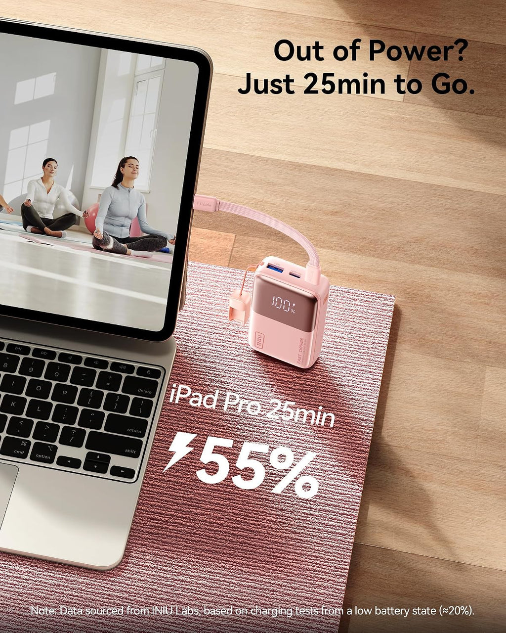 INIU Ultra Mini Powerbank, 10000mAh 45W Schnellladen mit USB C Kabel