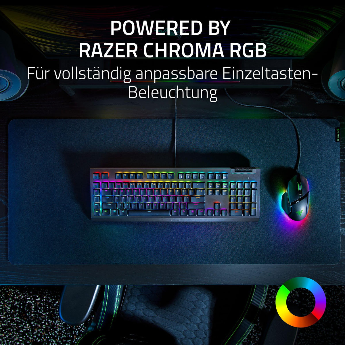 Razer BlackWidow V4 - Mechanische Gaming-Tastatur Chroma RGB (Mechanische Yellow Switches, 6 eigene Makro-Tasten, Doubleshot-ABS-Tastenkappen) QWERTZ DE-Layout | Schwarz
