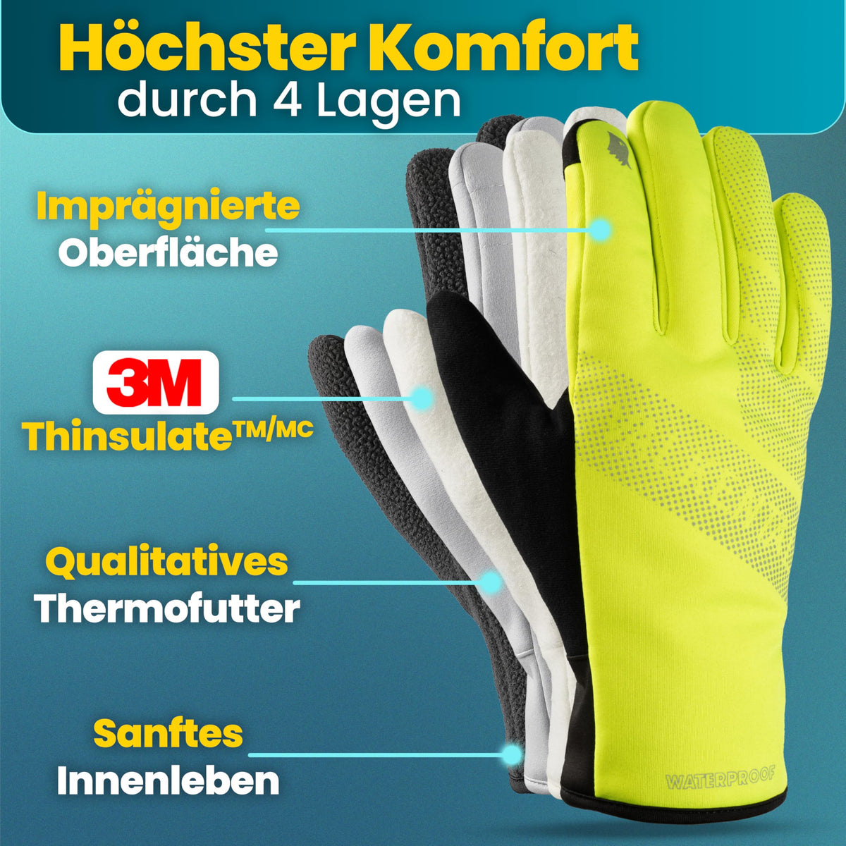 Valkental wasserdichte Fahrradhandschuhe GloRider, Unisex