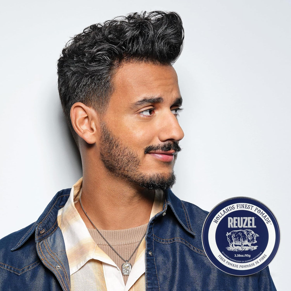 Reuzel Faserpomade, geringer Glanz, fester Halt, texturiertes, volleres Aussehen, im Laufe des Tages leicht neu frisierbar, 3,38 oz/95 g
