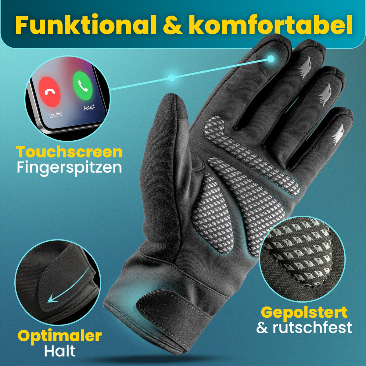Valkental wasserdichte Fahrradhandschuhe GloRider, Unisex