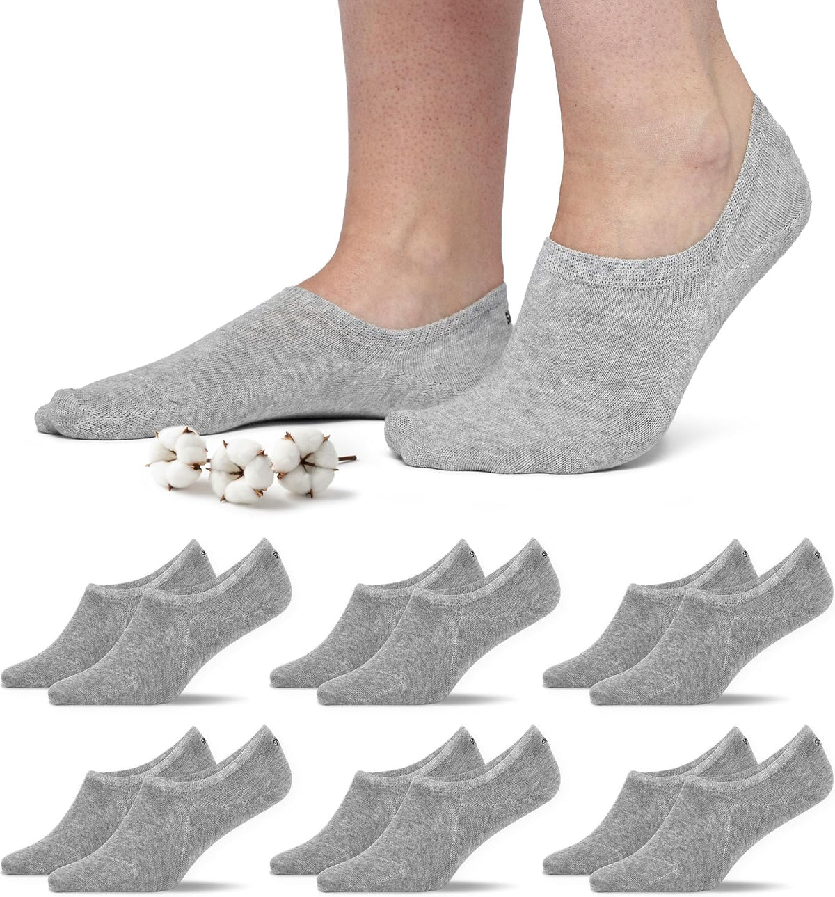 Snocks Füßlinge Damen & Herren aus Bio-Baumwolle, 6 Paar, unsichtbar