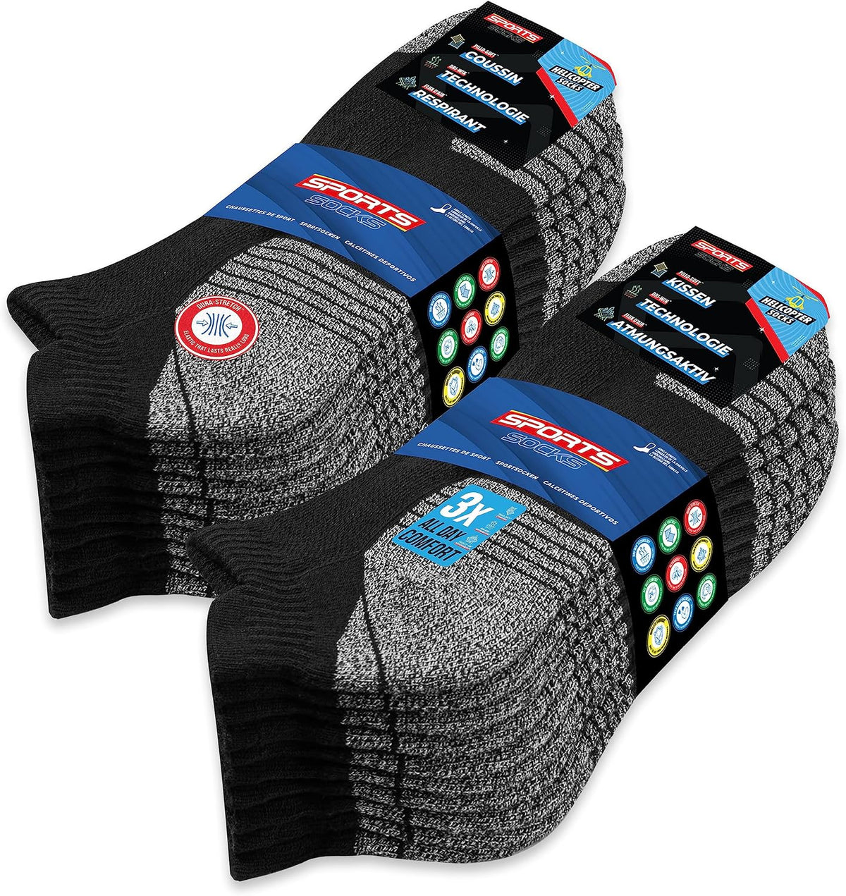 SOXCO Chaussettes Homme Femme Sport Socquettes Basses Courtes - Lot de 10 Paires