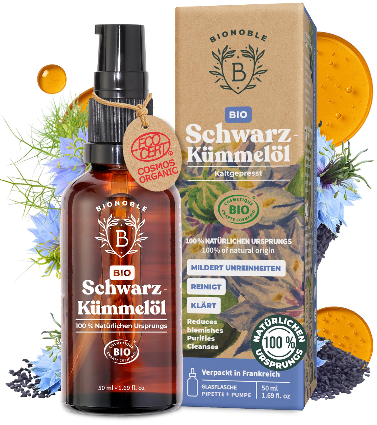 BIONOBLE Arganöl Bio Kaltgepresst - Haare, Gesicht, Haut - Marokko - 50ml