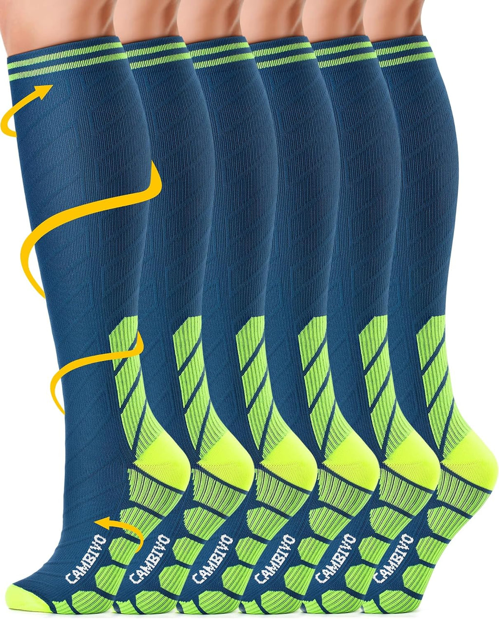 CAMBIVO Bas de Contention Femme Homme 3Paires, Chaussettes de Compression 20-30mmHg, Chaussette Contention Classe 2, pour Circulation Sanguine, Course a Pied, Voyage Avion, Sport, Running, Infirmiere