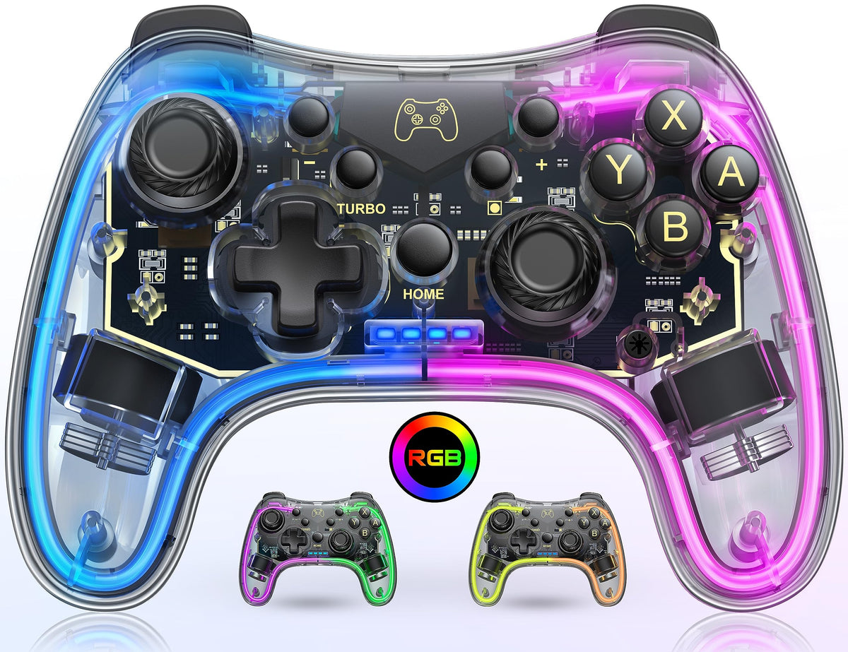 HELLCOOL Switch Controller, Kabellos Switch Pro Controller für Switch/Lite/OLED Konsole, Macro/Turbo/Aufwachfunktion, Präzise Steuerung, Dual Motors Vibration, 15 Std Spieldauer