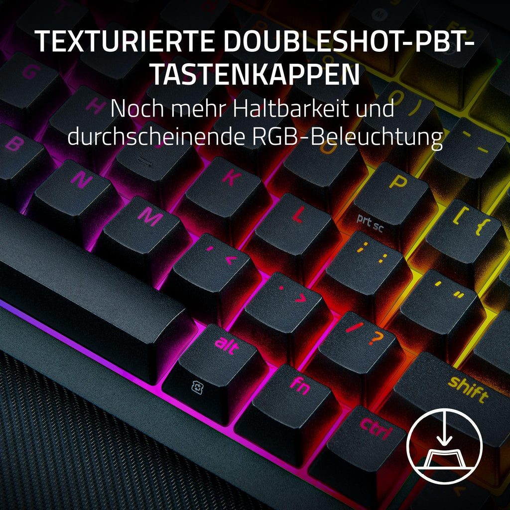 Razer BlackWidow V4 - Mechanische Gaming-Tastatur Chroma RGB (Mechanische Yellow Switches, 6 eigene Makro-Tasten, Doubleshot-ABS-Tastenkappen) QWERTZ DE-Layout | Schwarz
